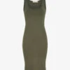 Robe Mi-longue Strech Uni - Kaki 1 Robe Mi-longue Strech Uni - Kaki -DADA Vetements Magasin RUBY 1736 1