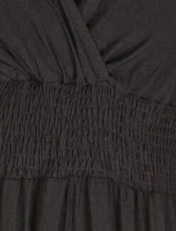 Robe Longue Unie à Taille élastiquée - Noir -DADA Vetements Magasin RUBY 1835 3