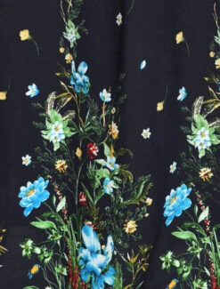 Robe Longue Bi-matière Imprimé Floral - Marine -DADA Vetements Magasin RUBY 1985 3