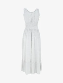 Robe Longue évasée à Pois Sans Manches - Blanc -DADA Vetements Magasin RUBY 2018 2