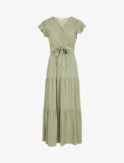 Robe Longue Unie Manches Courtes - Vert Olive -DADA Vetements Magasin RUBY 2030 1