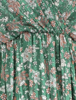 Robe Longue Fleurie Et Satinée à Bretelles - Vert -DADA Vetements Magasin RUBY 2161 3