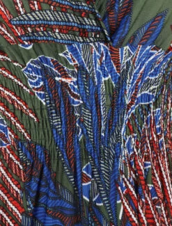 Robe Longue élastiquée Imprimé Feuilles Exotiques - Kaki -DADA Vetements Magasin RUBY 2181 3