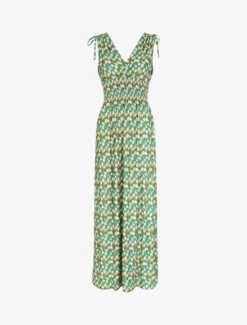 Robe Longue à Bretelles Imprimé Fleuri - Vert -DADA Vetements Magasin RUBY 2189 1