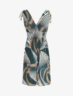 Robe Mi-longue à Bretelles Imprimé Graphique - Vert -DADA Vetements Magasin RUBY 2190 2