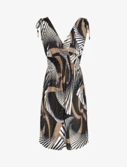 Robe Mi-longue à Bretelles Imprimé Graphique - Noir -DADA Vetements Magasin RUBY 2192 2