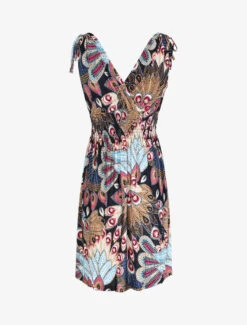 Robe Mi-longue élastiquée Imprimé Plumes De Paon - Rose -DADA Vetements Magasin RUBY 2199 2