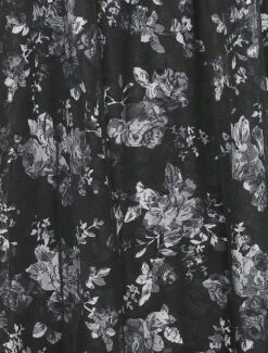 Robe Babydoll Imprimé Roses Et Bords Volantés - Noir -DADA Vetements Magasin RUBY 329 3