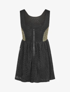 Robe En Dentelle à Détail Sequins - Noir -DADA Vetements Magasin RUBY 346 2