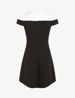 Robe à Col En Crochet Et Mancherons - Noir -DADA Vetements Magasin RUBY 489 2