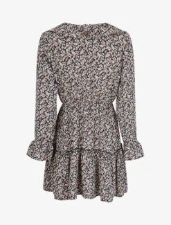 Robe Courte Patineuse à Volants Imprimé Fleurs Printanières - Noir -DADA Vetements Magasin RUBY 518 2