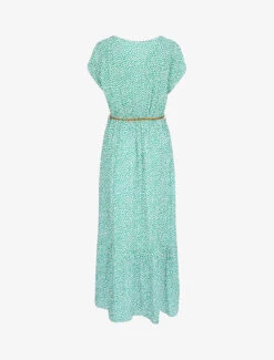 Robe Longue Empire Manches Courtes Imprimé Marguerites - Vert -DADA Vetements Magasin RUBY 530 2