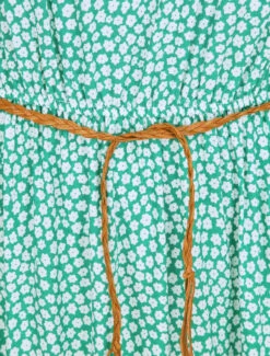 Robe Longue Empire Manches Courtes Imprimé Marguerites - Vert -DADA Vetements Magasin RUBY 530 3