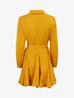 Robe Chemise Satinée à Bords Volantés - Moutarde -DADA Vetements Magasin RUBY 765 2
