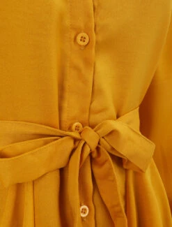 Robe Chemise Satinée à Bords Volantés - Moutarde -DADA Vetements Magasin RUBY 765 3